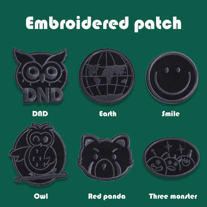 Self-Adhesive Black Embroidered Badge Patches for Down Jackets 16 Pack