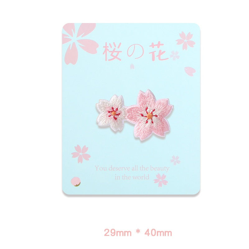 Patches brodés autocollants en forme de lapin rose Sakura 10PCS