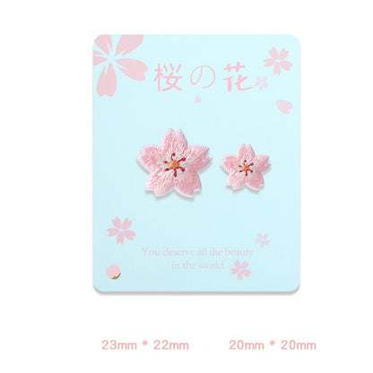 Self-Adhesive Pink Rabbit Sakura Embroidered Patches 10PCS