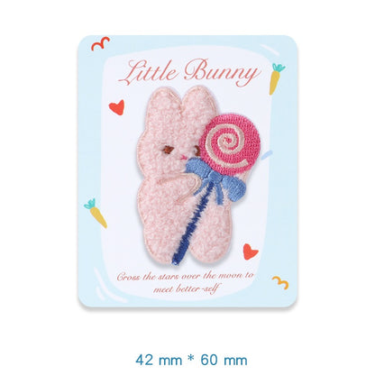 Zelfklevende Pluche Konijn Kleine Bunny Geborduurde Patches 5 Pack