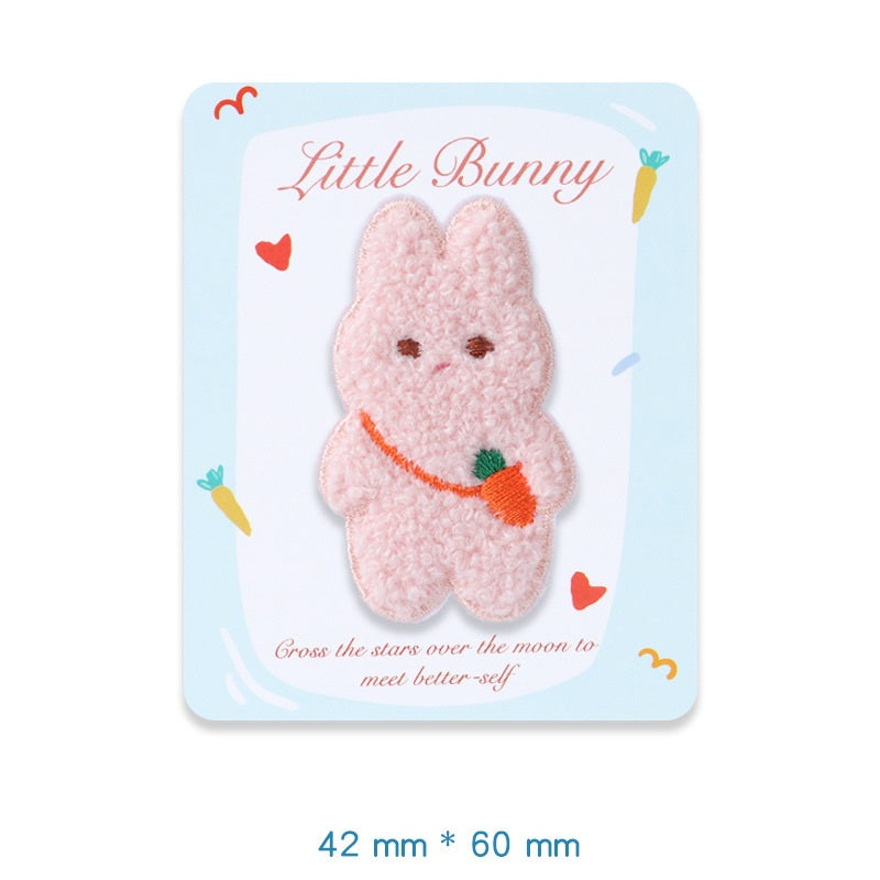 Zelfklevende Pluche Konijn Kleine Bunny Geborduurde Patches 5 Pack