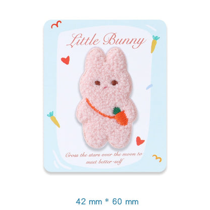 Zelfklevende Pluche Konijn Kleine Bunny Geborduurde Patches 5 Pack