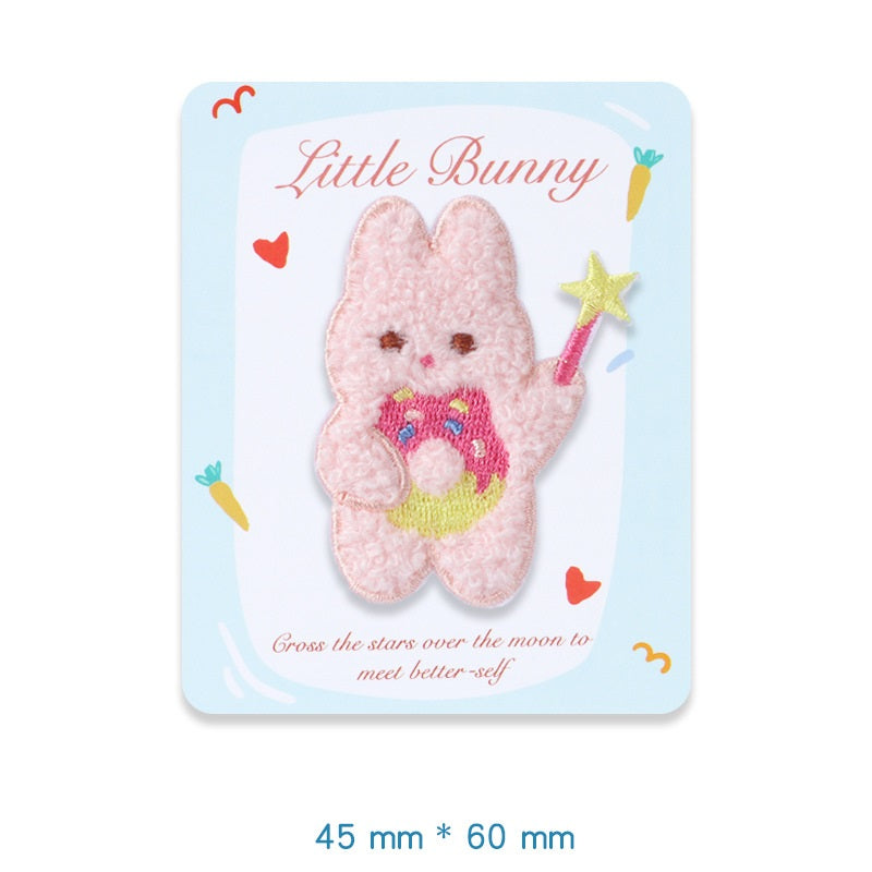 Zelfklevende Pluche Konijn Kleine Bunny Geborduurde Patches 5 Pack