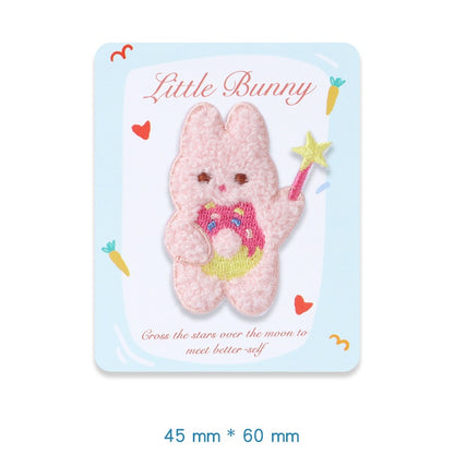 Zelfklevende Pluche Konijn Kleine Bunny Geborduurde Patches 5 Pack