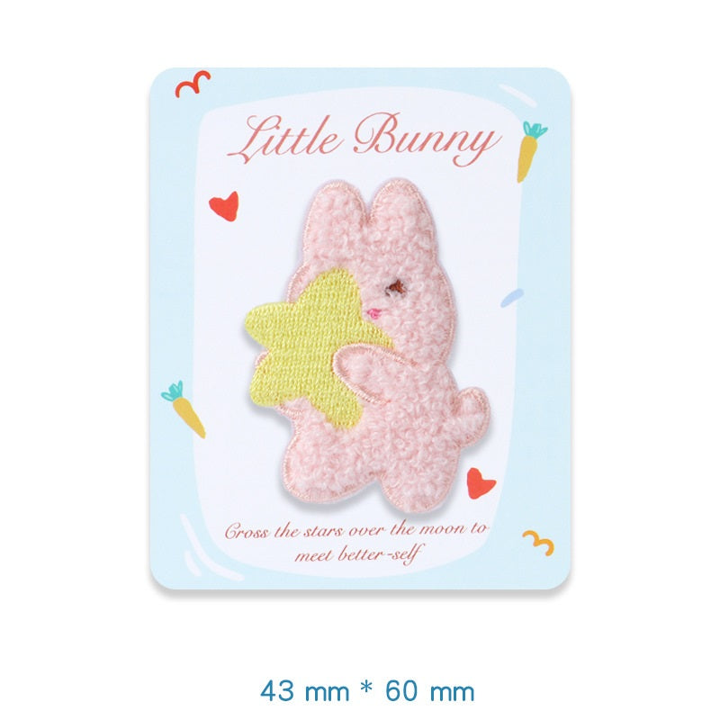 Zelfklevende Pluche Konijn Kleine Bunny Geborduurde Patches 5 Pack