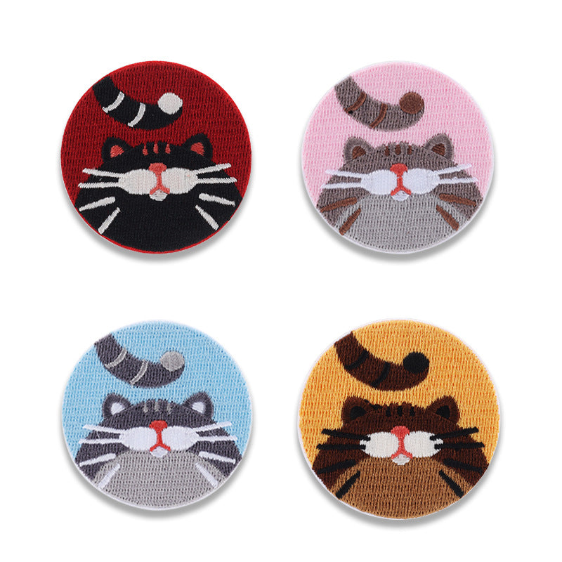 Self-Adhesive Japanese-Style Kitten Embroidered Patches 4PCS