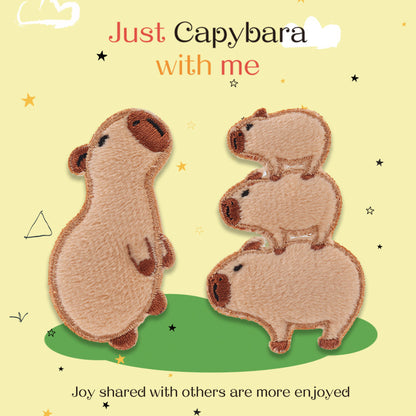 Patches Bordados de Capivara Castanha Auto-Adesivos 5 Unidades