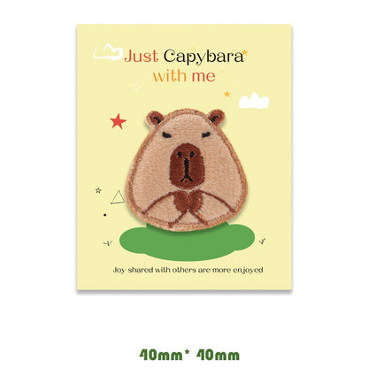 Patches Bordados de Capivara Castanha Auto-Adesivos 5 Unidades