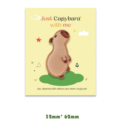 Selbstklebende braune Capybara gestickte Patches 5er Pack