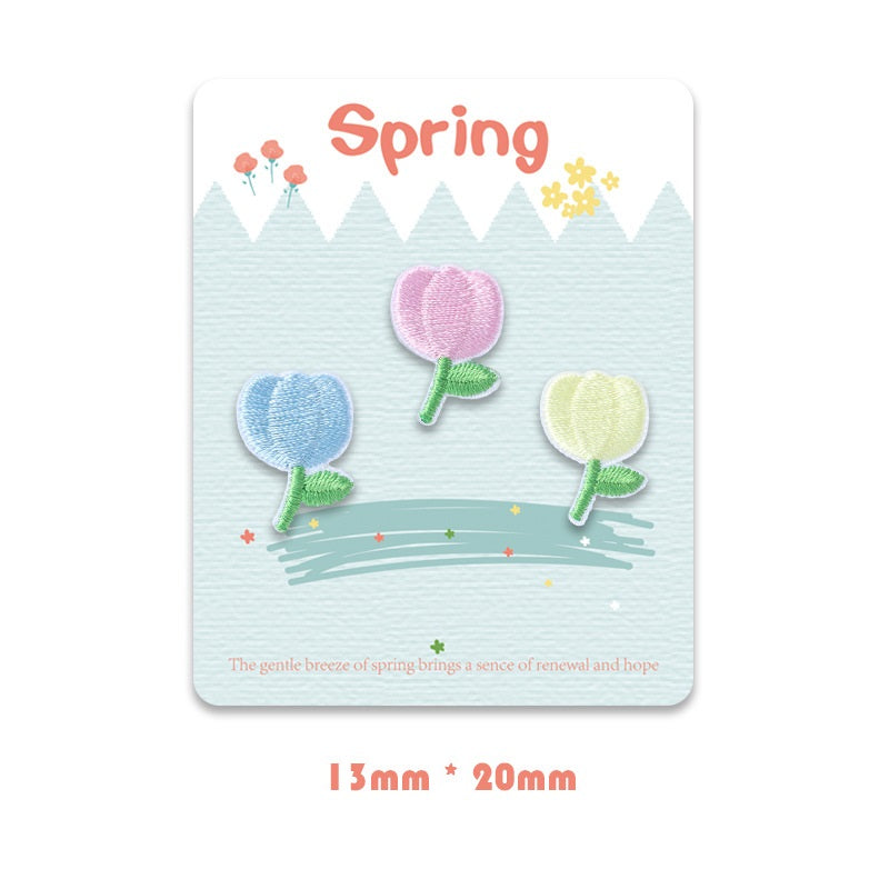 Patches brodés de fleurs en spring auto-adhésifs, pack de 12