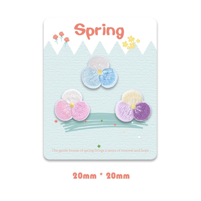 Patches brodés de fleurs en spring auto-adhésifs, pack de 12