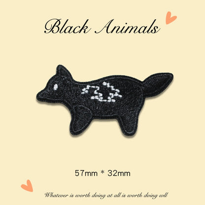 Parche Bordado de Animales Negro Autoadhesivo 9PCS