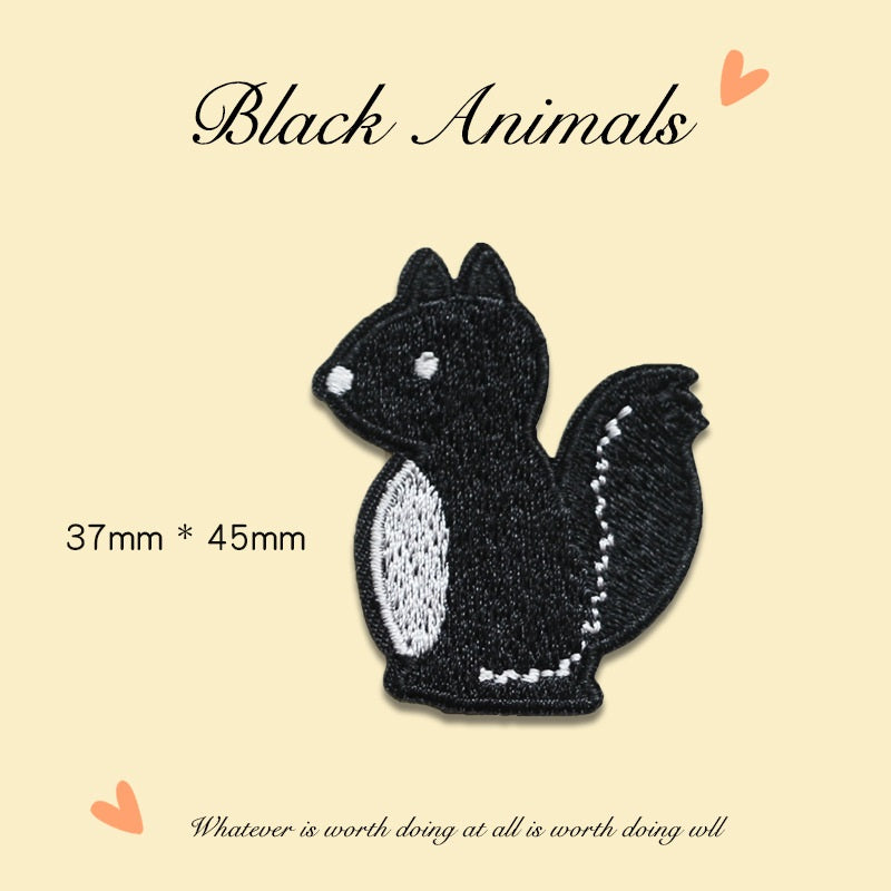 Parche Bordado de Animales Negro Autoadhesivo 9PCS