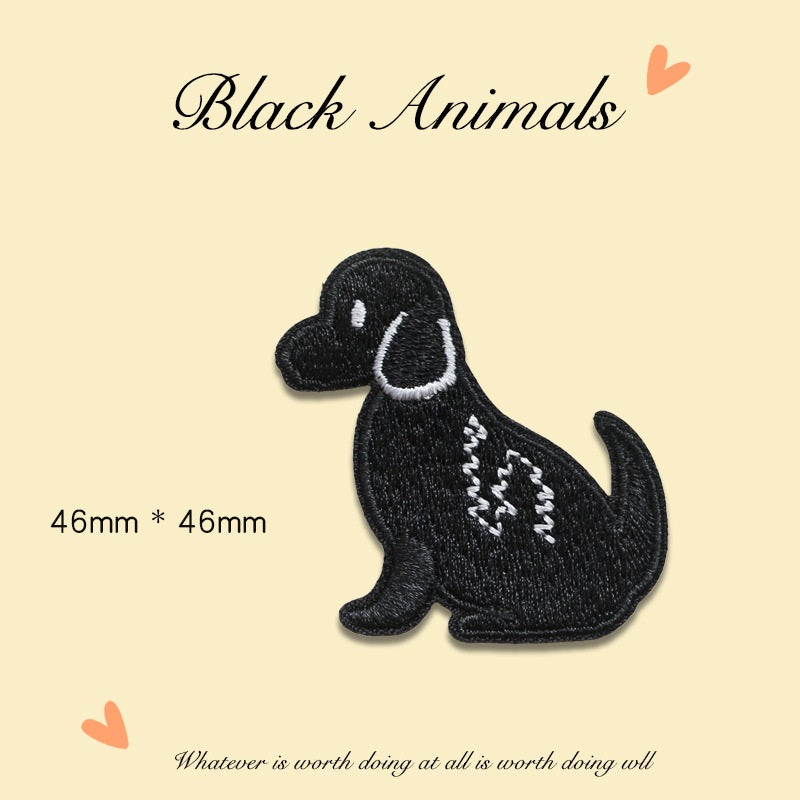 Parche Bordado de Animales Negro Autoadhesivo 9PCS