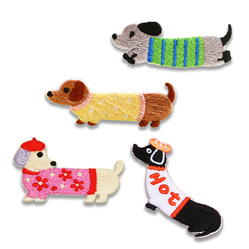 Dachshund Lange Lange Hond Zelfklevende Geborduurde Patches 4st.