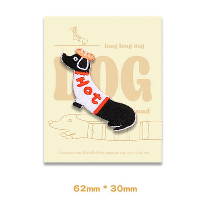 Dachshund Longo Cão Longo Patches Bordados Auto-Adesivos 4pcs