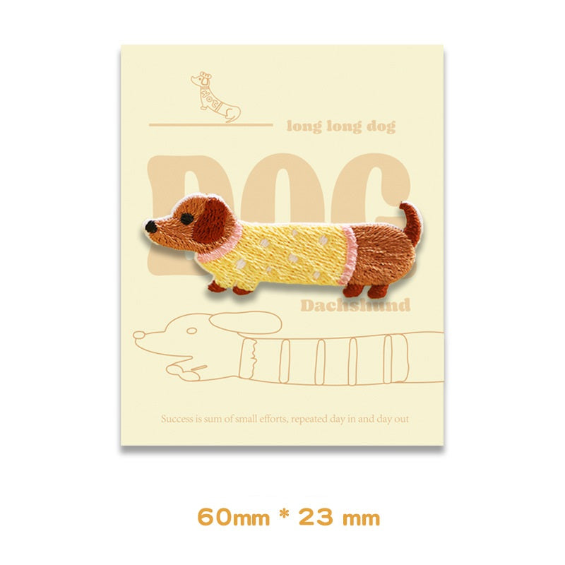 Dachshund Longo Cão Longo Patches Bordados Auto-Adesivos 4pcs