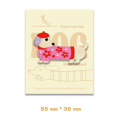 Dachshund Long Long Dog Patches Brodés Autocollants 4pcs