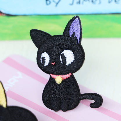 Adorable Big-Eyed & Black Cat Broderte Patcher 9stk