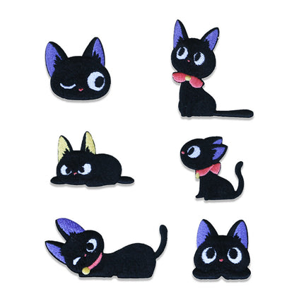 Adorable Big-Eyed & Black Cat Broderte Patcher 9stk