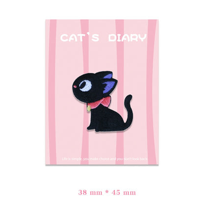 Adorable Big-Eyed & Black Cat Broderte Patcher 9stk