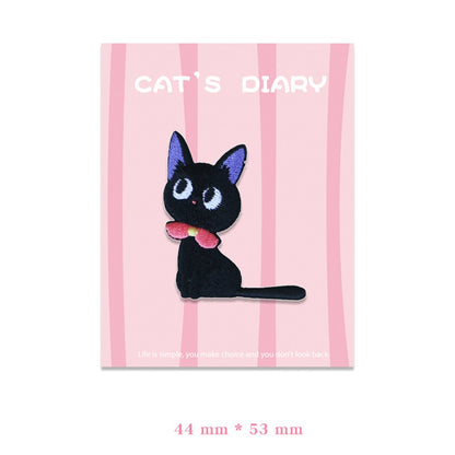 Adorable Big-Eyed & Black Cat Broderte Patcher 9stk