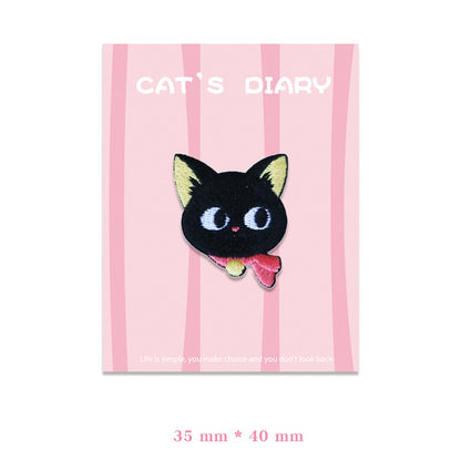 Adorable Big-Eyed & Black Cat Broderte Patcher 9stk