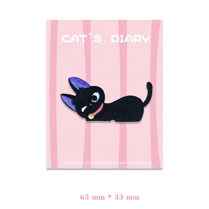 Adorable Big-Eyed & Black Cat Broderte Patcher 9stk