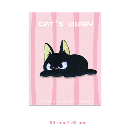 Adorable Big-Eyed & Black Cat Broderte Patcher 9stk