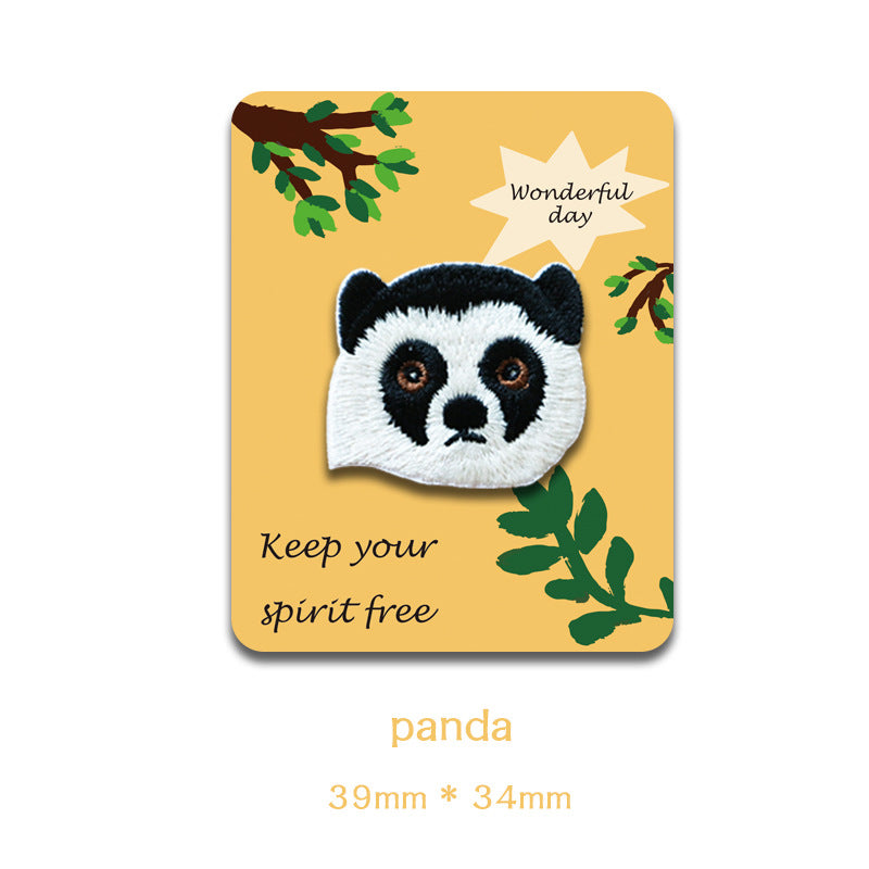 Self-Adhesive Animal Head Embroidered Patches: Raccoon & Sloth 6PCS