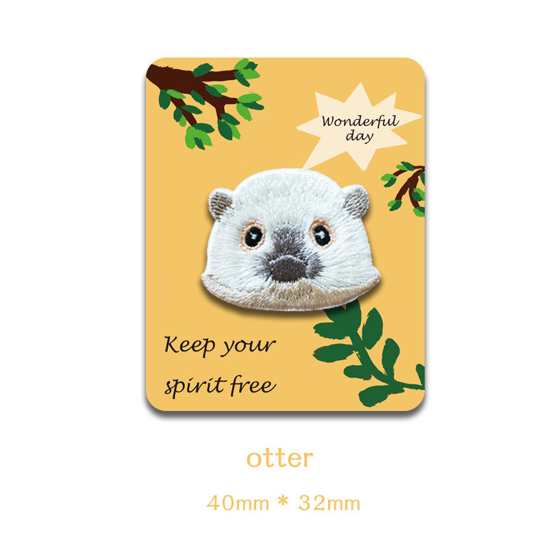 Self-Adhesive Animal Head Embroidered Patches: Raccoon & Sloth 6PCS