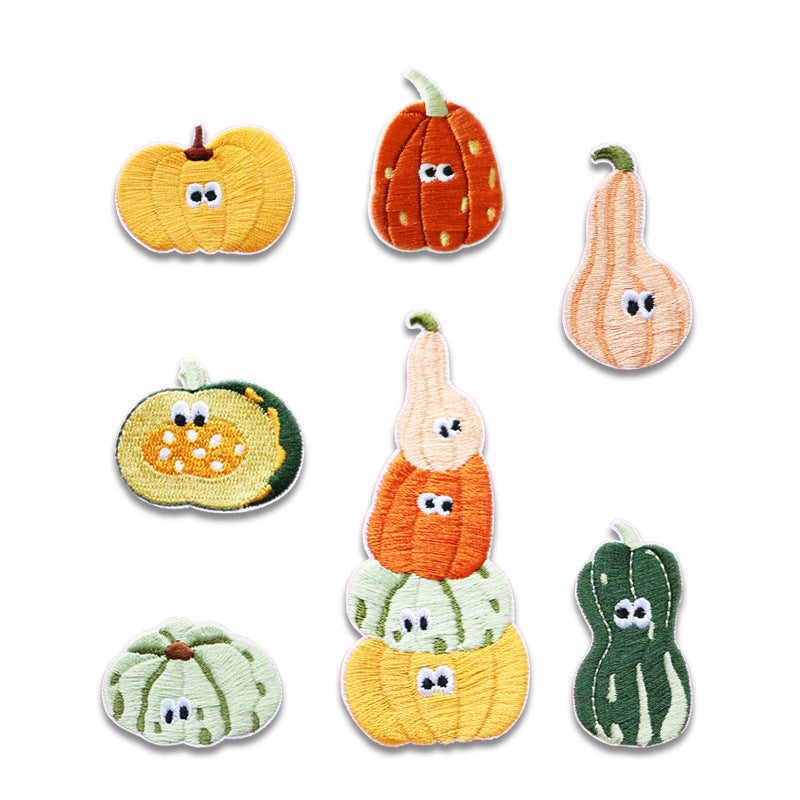 Charming Self-Adhesive Pumpkin Embroidered Patches 7 Pack