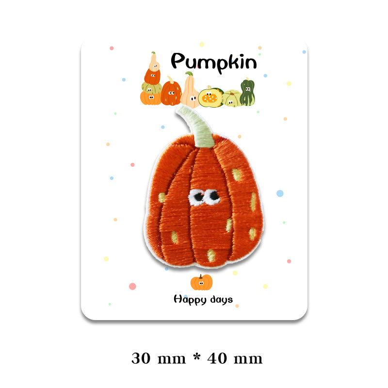 Charming Self-Adhesive Pumpkin Embroidered Patches 7 Pack