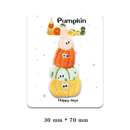 Charming Self-Adhesive Pumpkin Embroidered Patches 7 Pack