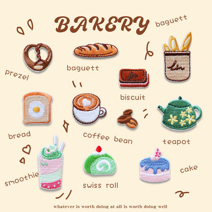 Mini Baking-Themed Embroidered Patches for Phone Case 12 Pack