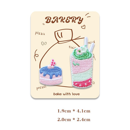 Mini Baking-Themed Embroidered Patches for Phone Case 12 Pack