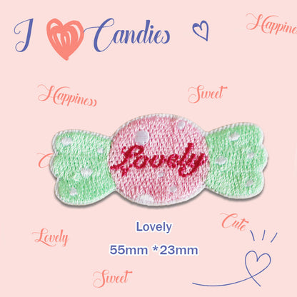 55mm Candy Selvklebende Broderte Patcher 8 Pakke (4 Farger)