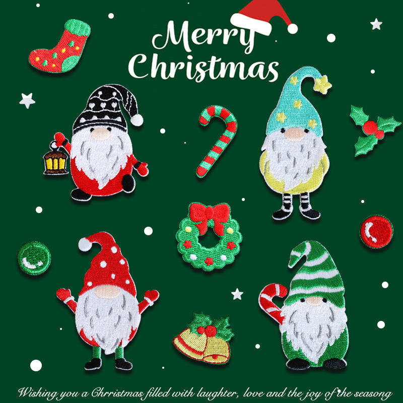 Festive Merry Christmas Self-Adhesive Embroidered Decoration Patches 11 Pack