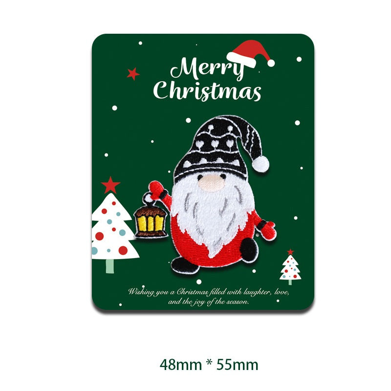 Patches de décoration brodés auto-adhésifs festifs Joyeux Noël - Pack de 11