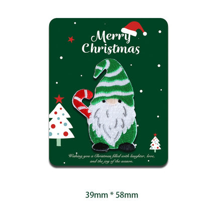 Patches de décoration brodés auto-adhésifs festifs Joyeux Noël - Pack de 11