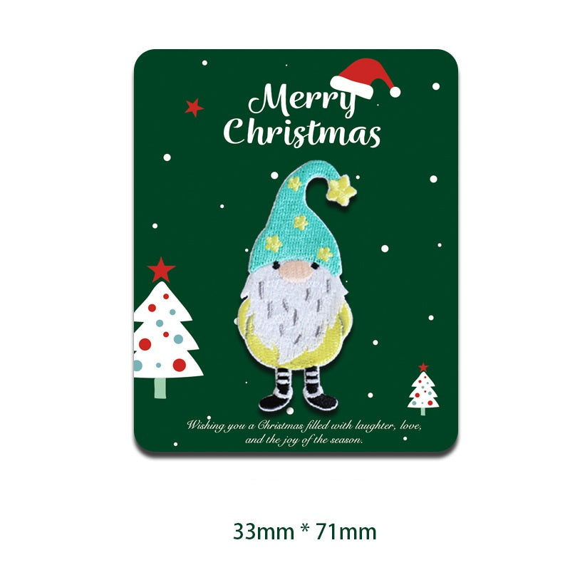 Patches de décoration brodés auto-adhésifs festifs Joyeux Noël - Pack de 11