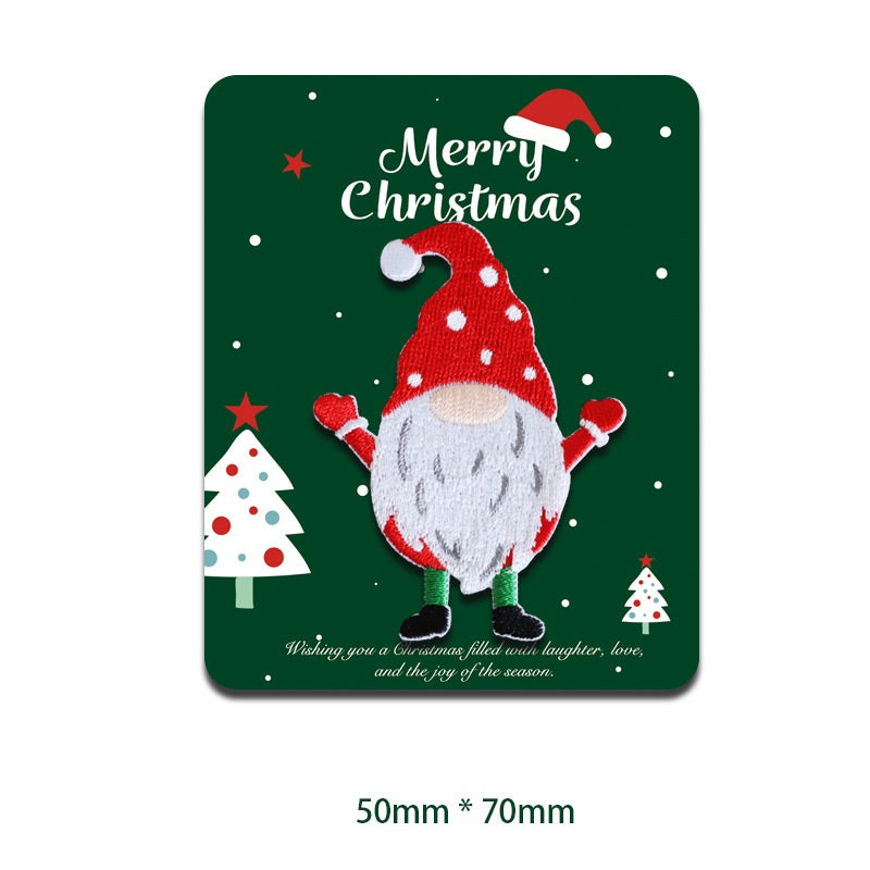 Patches de décoration brodés auto-adhésifs festifs Joyeux Noël - Pack de 11