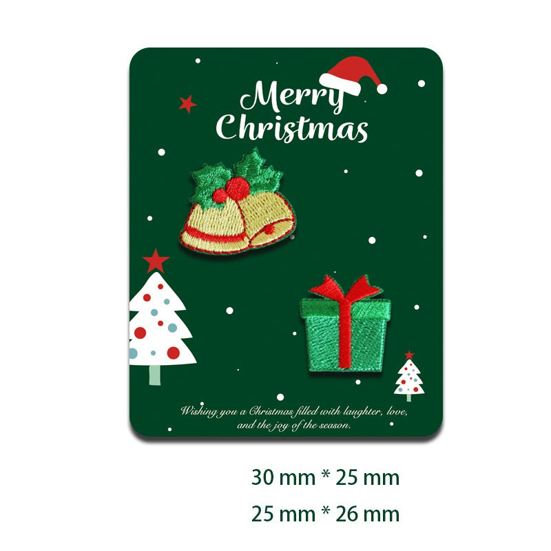 Patches de décoration brodés auto-adhésifs festifs Joyeux Noël - Pack de 11