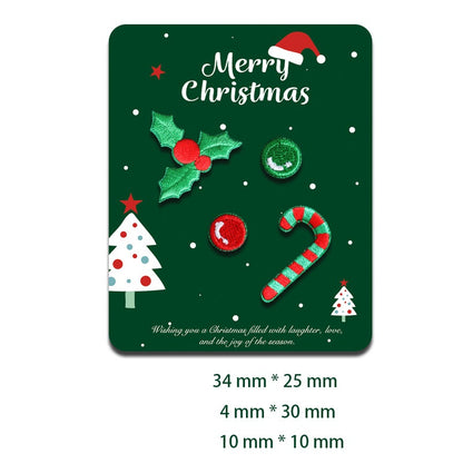 Patches de décoration brodés auto-adhésifs festifs Joyeux Noël - Pack de 11