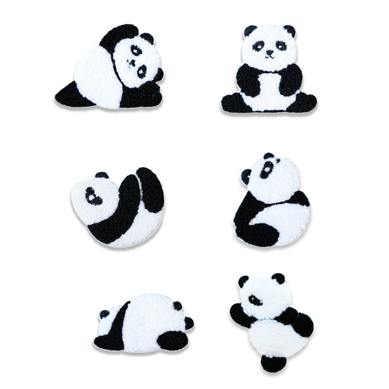 Selvheftende Plysj Yoga Panda Broderte Patcher 6PK