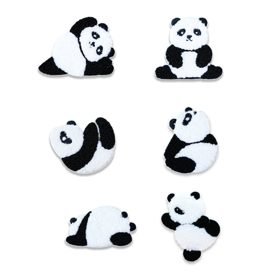 Selvheftende Plysj Yoga Panda Broderte Patcher 6PK