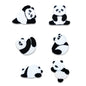 Zelfklevende Pluche Yoga Panda Geborduurde Patches 6PCS