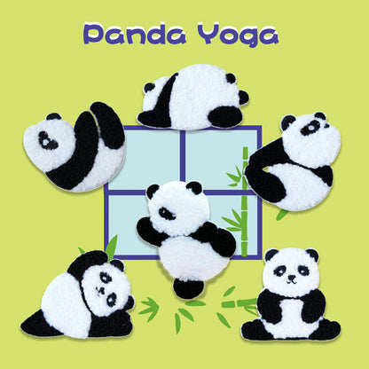 Selvheftende Plysj Yoga Panda Broderte Patcher 6PK