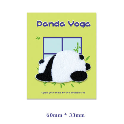 Selvheftende Plysj Yoga Panda Broderte Patcher 6PK