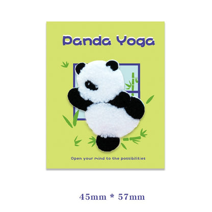 Zelfklevende Pluche Yoga Panda Geborduurde Patches 6PCS